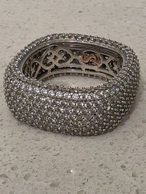 SOLD!!! Suzy Levian Pavé Crystal Wide Band Ring in Sterling Silver Size 8